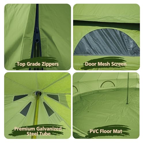 Cotton Canvas Bell Tent Waterproof 4 Season Camping Yurt for 4/6/8 Person A8612