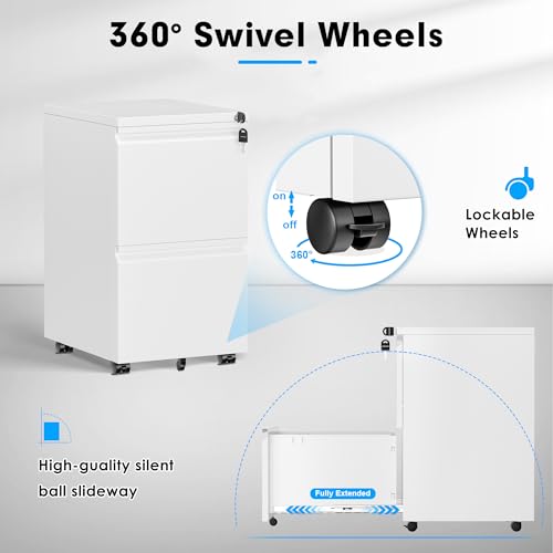 Greenvelly 3 Drawer Mobile File Cabinet with Lock, Black Z901