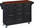 Create-a-Cart Cherry 2 Door Cabinet Kitchen Cart with Oak Top by Home Styles