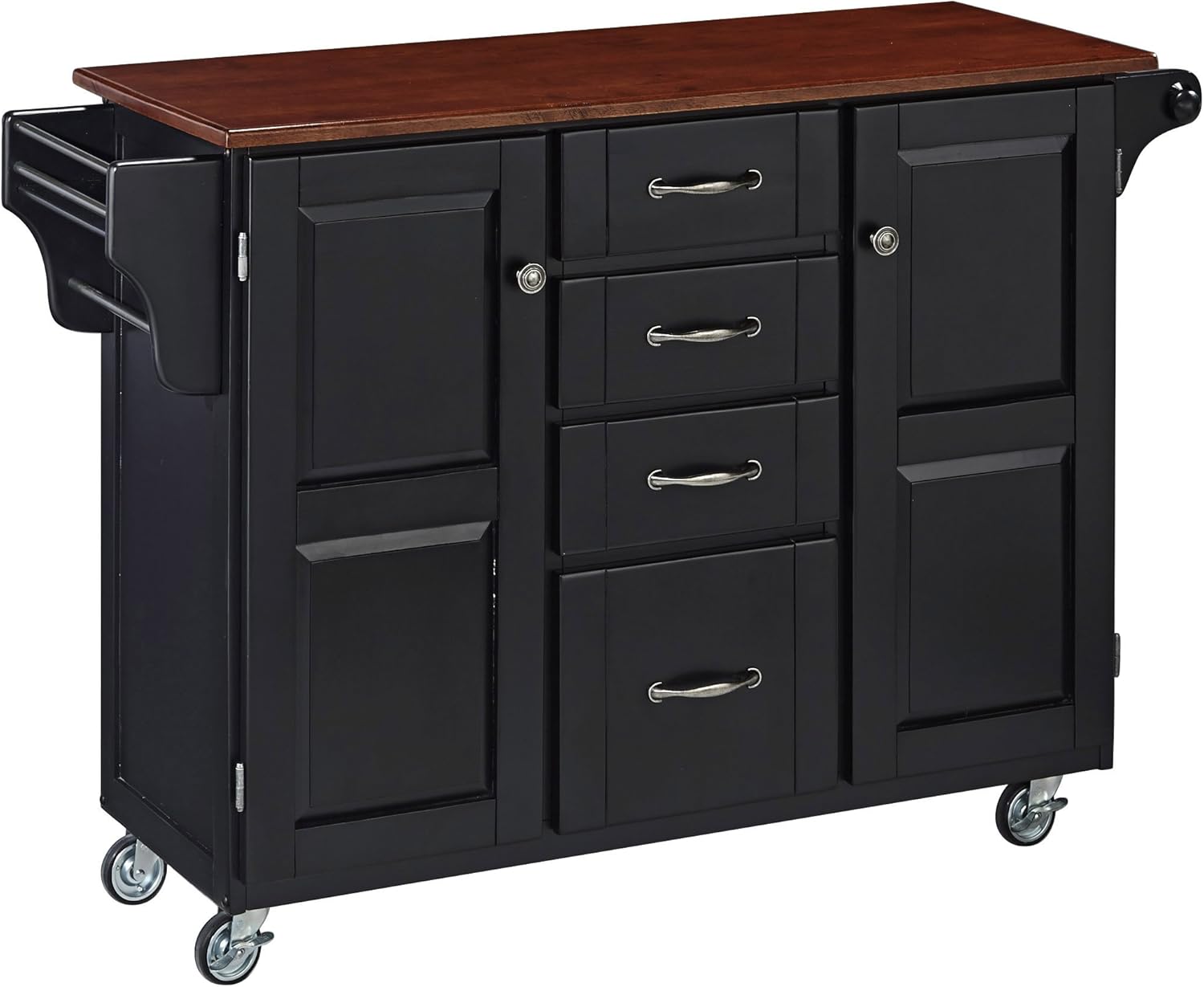 Create-a-Cart Cherry 2 Door Cabinet Kitchen Cart with Oak Top by Home Styles