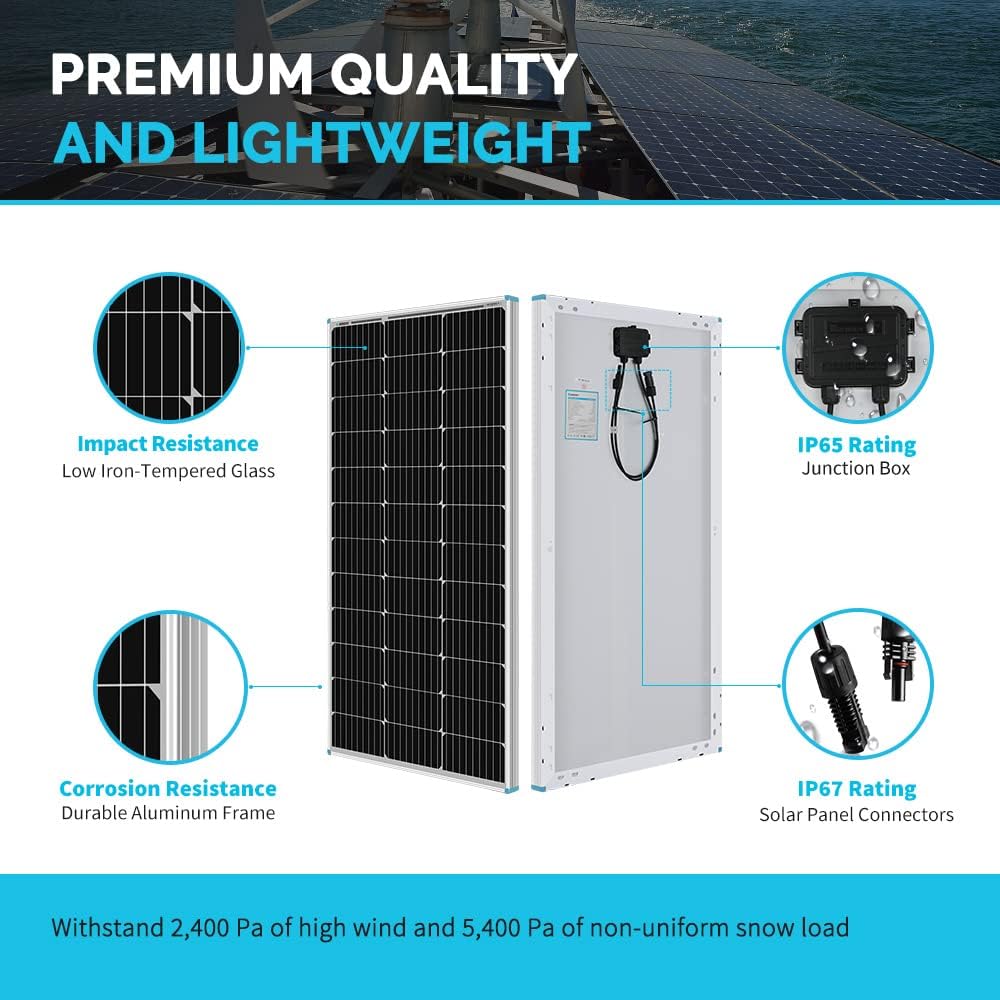 Renogy 400W 12V Monocrystalline Solar RV Kit with 30A PWM Charge Controller Z6385