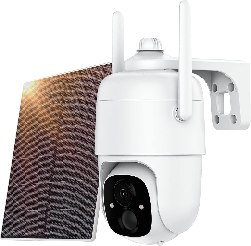 Hawkray Security Camera Wireless Outdoor, Solar Powered WiFi System/Spotlight Home Security System with Motion Detection and Siren,Pan Tilt, 2-Way Audio, PIR Motion Detection,Color Night Vision.