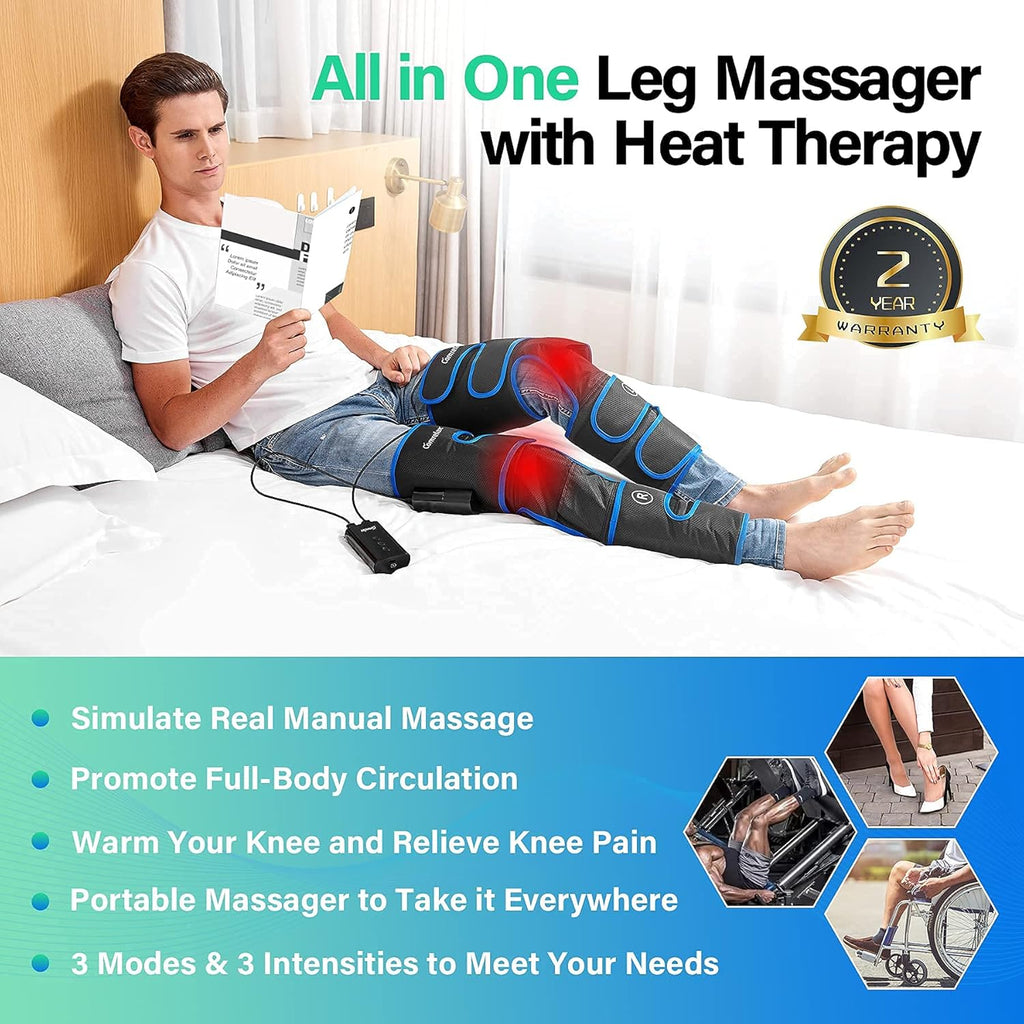 Rechargeable Cordless Leg Massager with Heat, 3 Modes & Intensities L5858