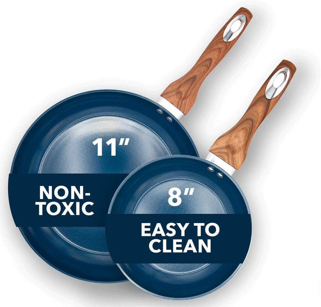 Phantom Chef 8” & 11 Frying Pan Set, Nonstick Ceramic Coating, 2 Piece, Yellow Z700