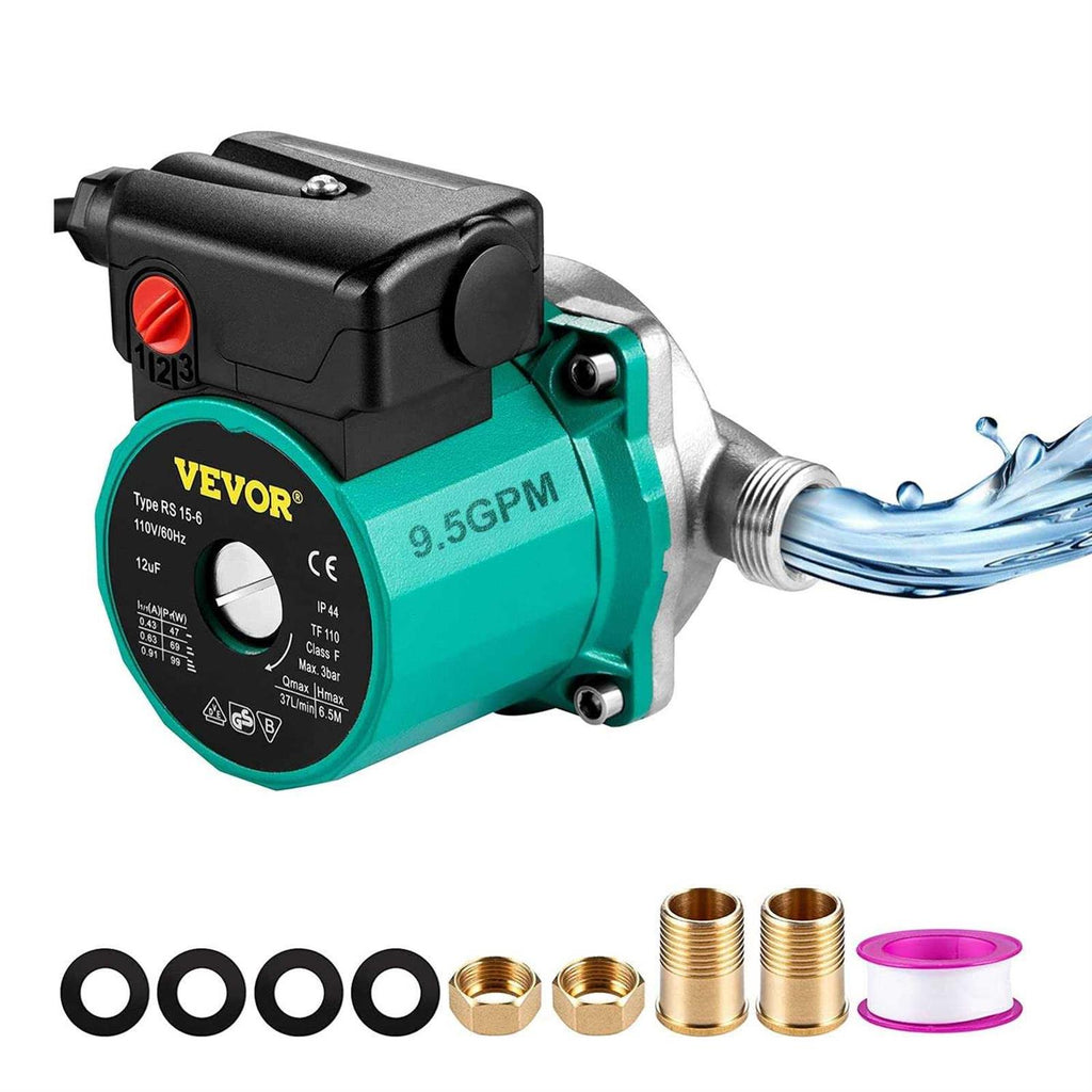 VEVOR Hot Water Recirculating Pump 93W 110V Automatic with Brass Fittings K6882