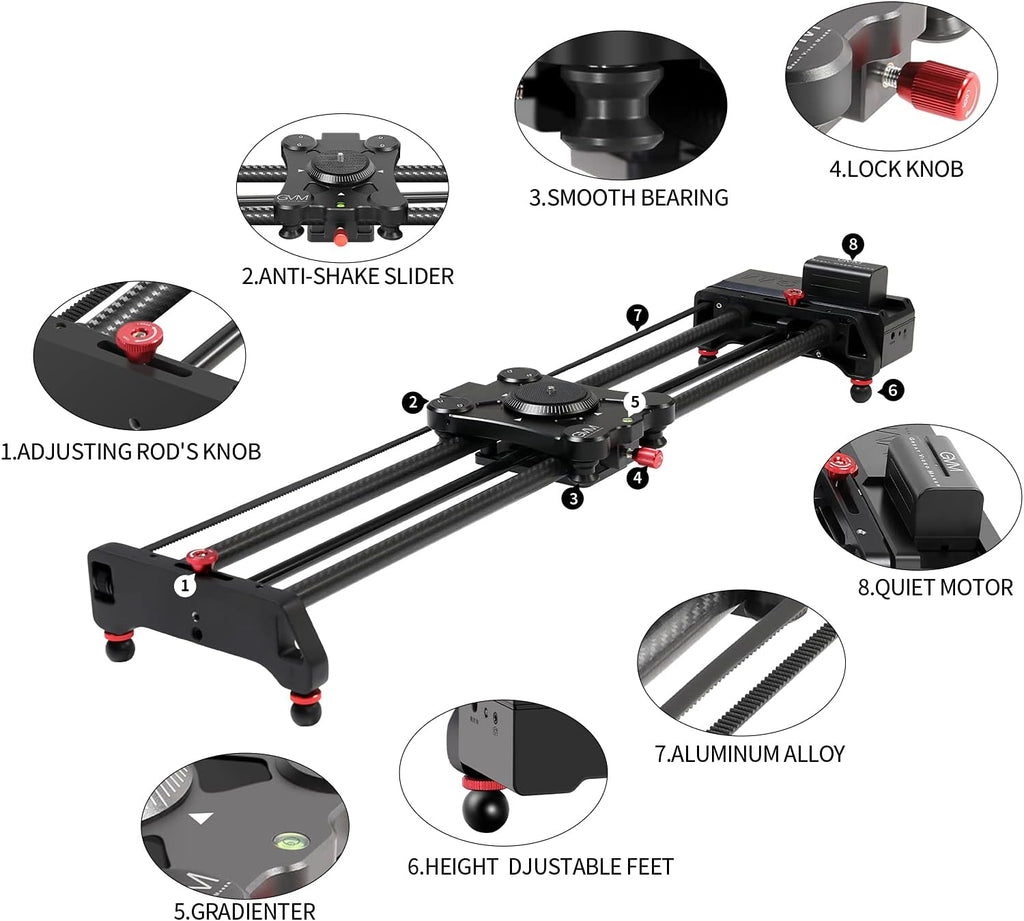 GVM Motorized Camera Slider 31" Carbon Fiber with APP Control H4446