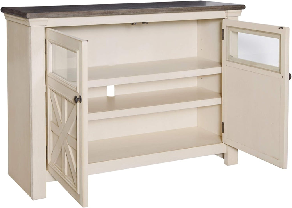 Signature Design by Ashley Bolanburg Farmhouse TV Stand for TVs up to 72, Whitewash A9526