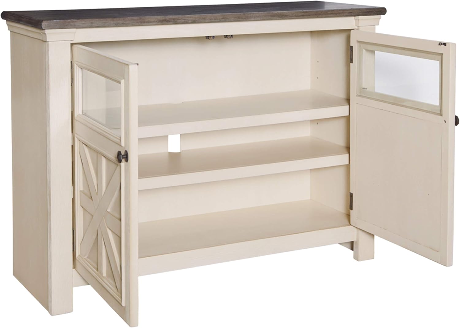 Signature Design by Ashley Bolanburg Farmhouse TV Stand for TVs up to 72, Whitewash A9526