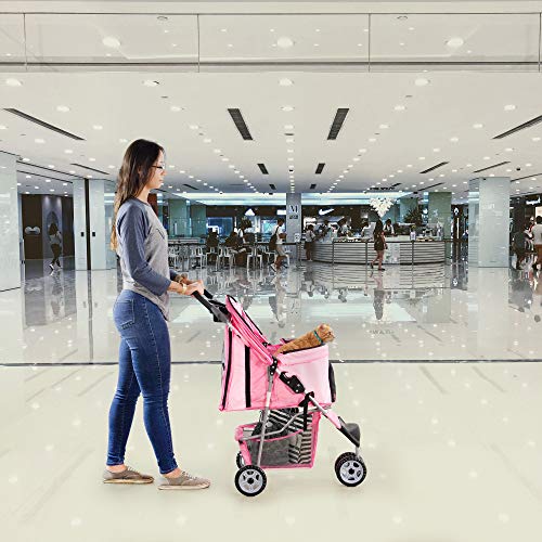 VIVO Black 3 Wheel Foldable Pet Stroller for Cat and Dog H9764