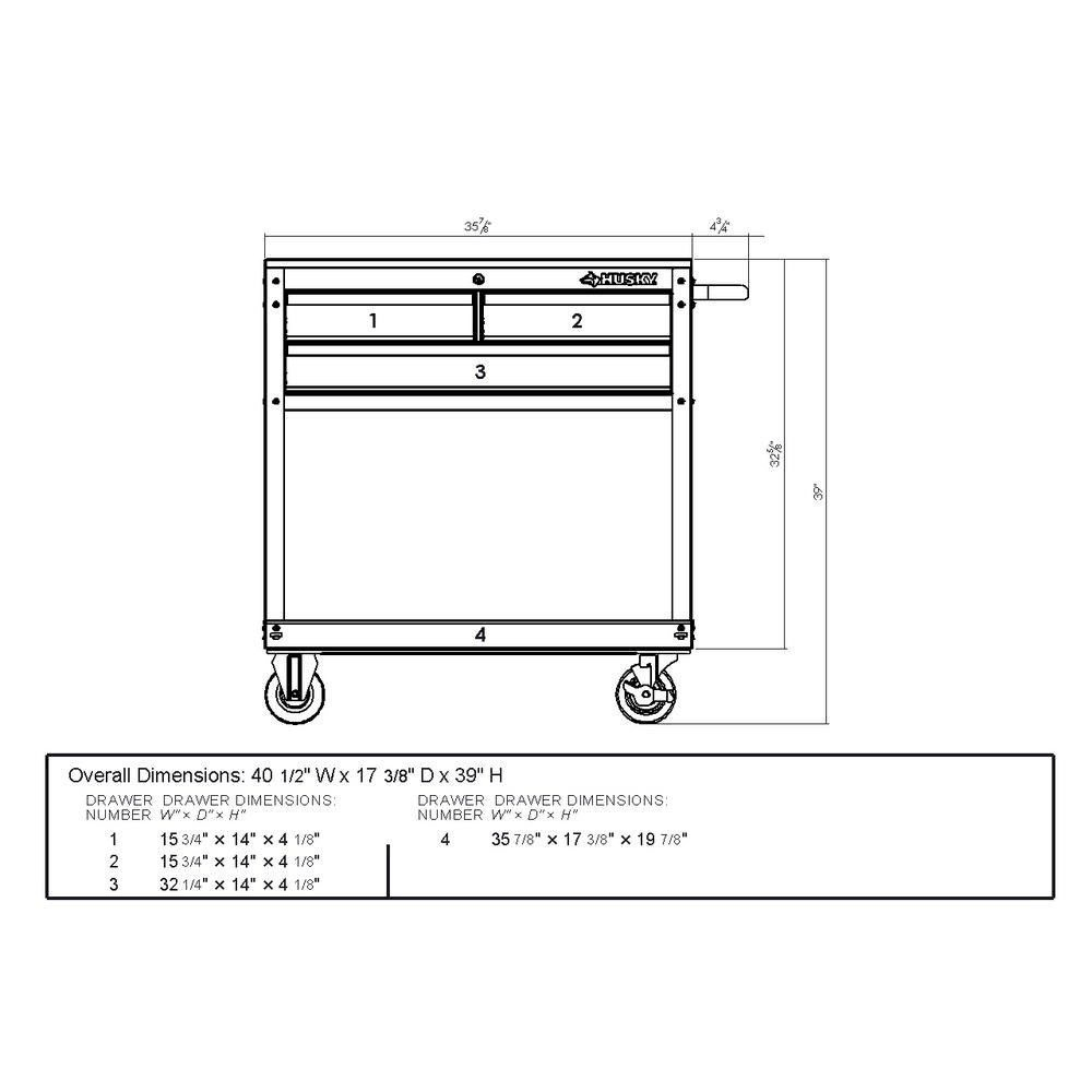 Husky 36 in. 3-Drawer Rolling Tool Cabinet Cart with Wood Top Black I54078