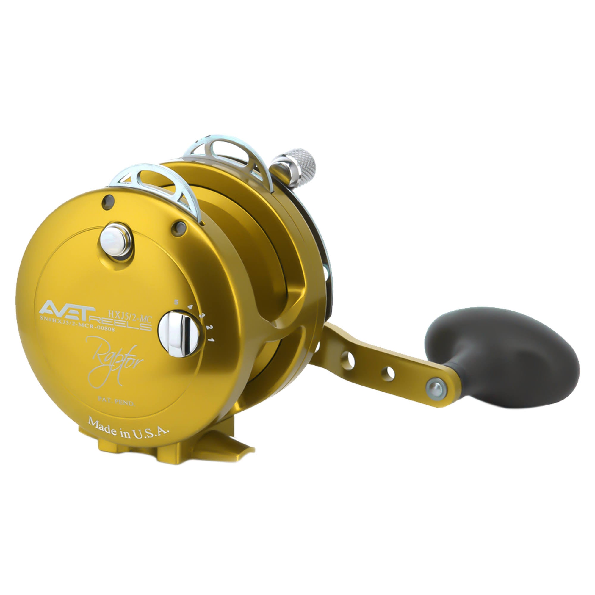 Avet HXJ 5/2 MC Raptor Two-Speed Lever Drag Casting Reels Gold