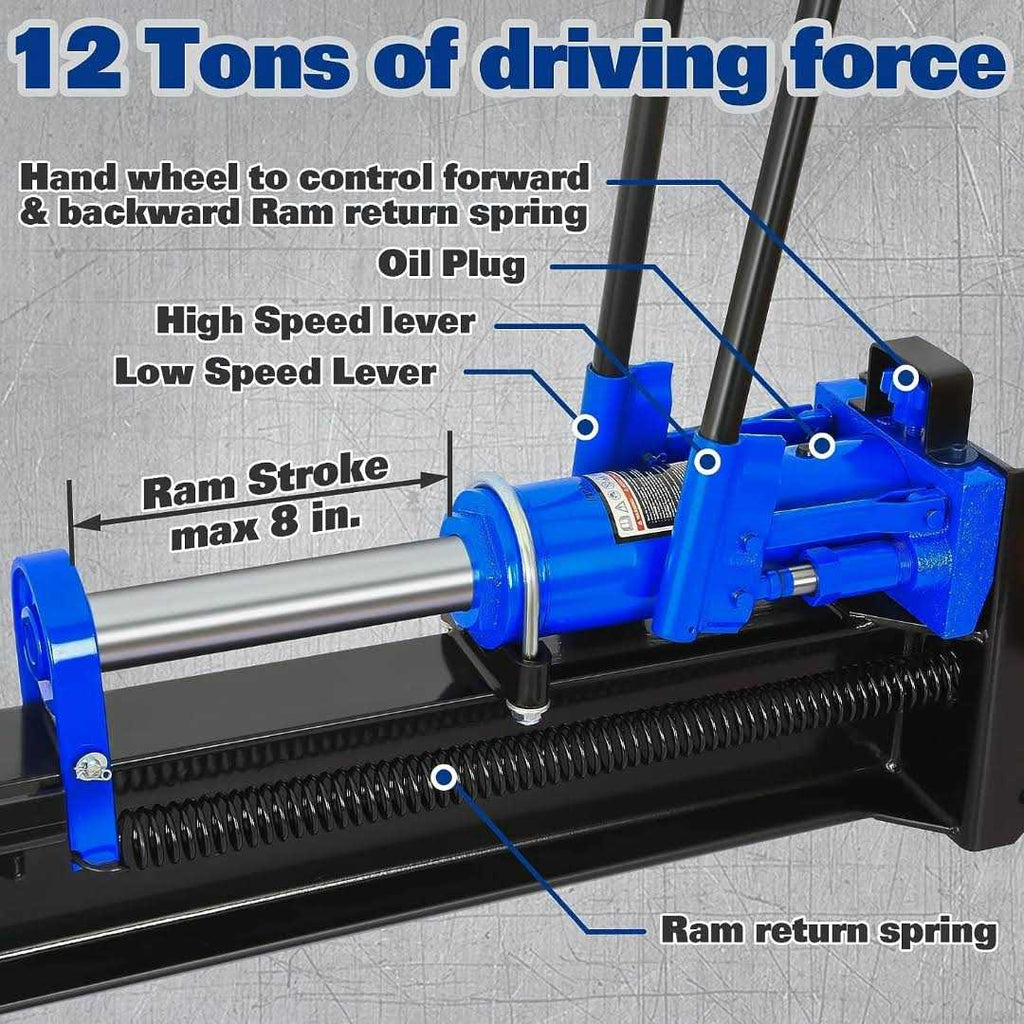 BILT HARD 12 Ton Manual Log Splitter Hydraulic Wood Splitter N79575