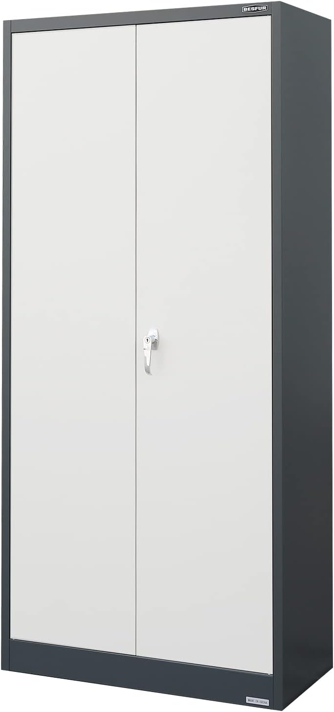 Metal Storage Cabinet with Adjustable Shelves and Doors, Black E69477