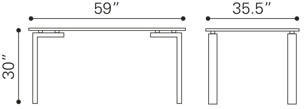 Zuo Modern Roca Dining Table Stainless Steel R9923