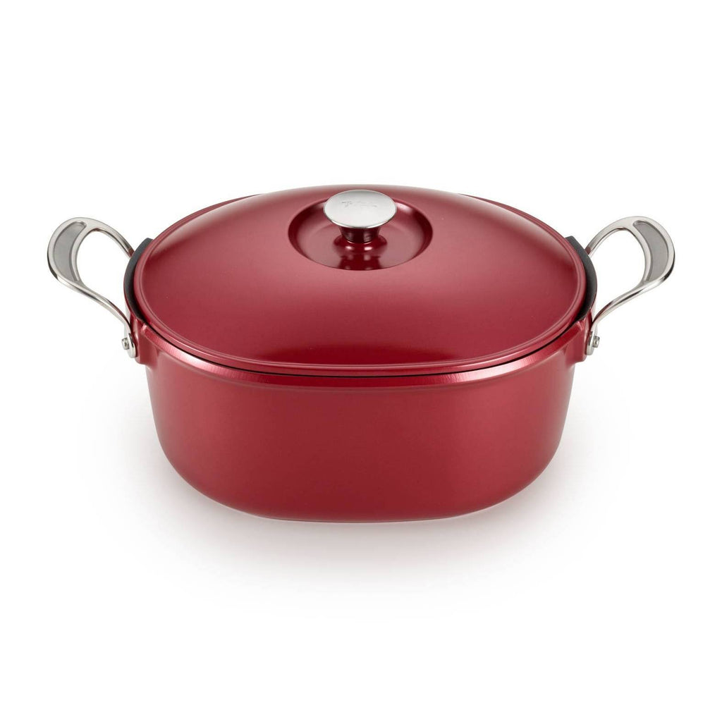 T-Fal Oval Covered 6.3Qt Cast Aluminum Pot, Red