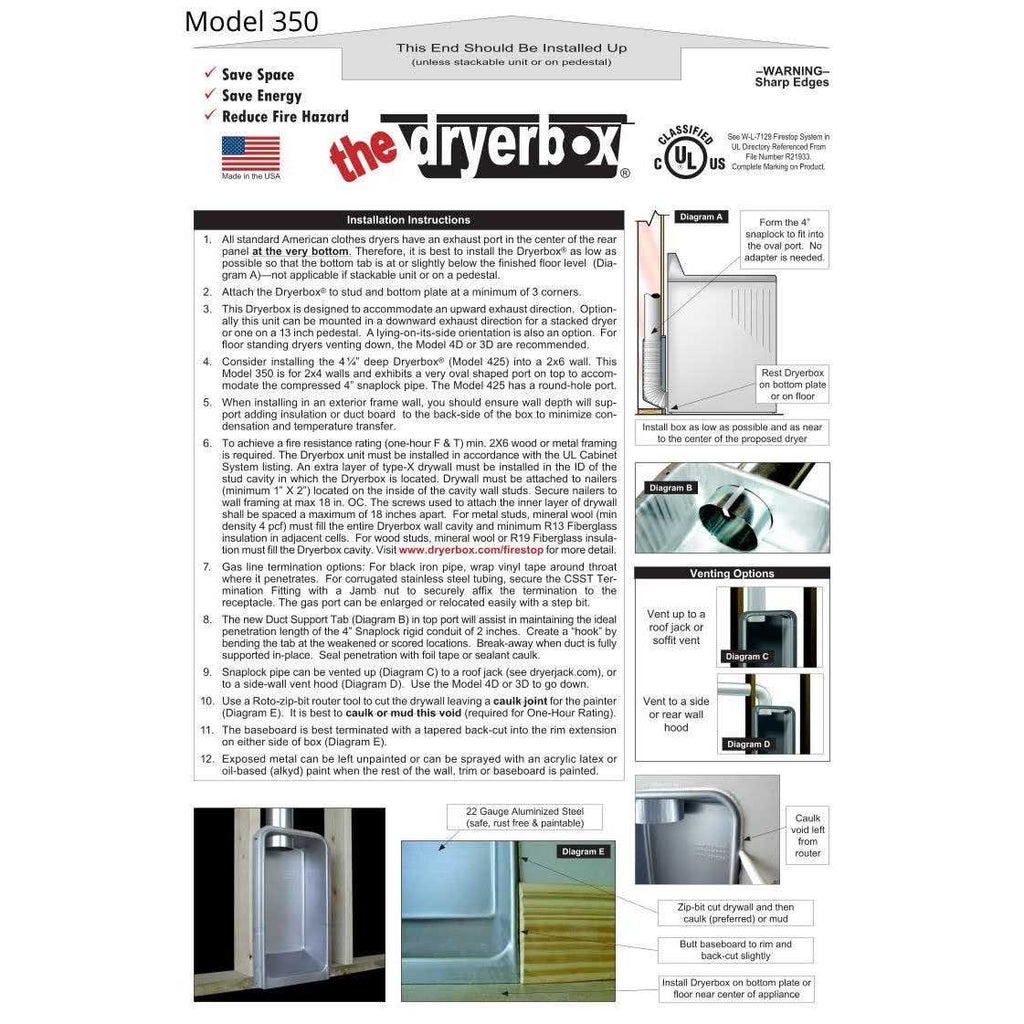 The Dryer Box 350 Recessed Dryer Vent Box DB-350 P8535