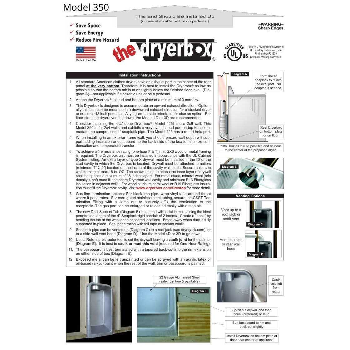 The Dryer Box 350 Recessed Dryer Vent Box DB-350 P8535