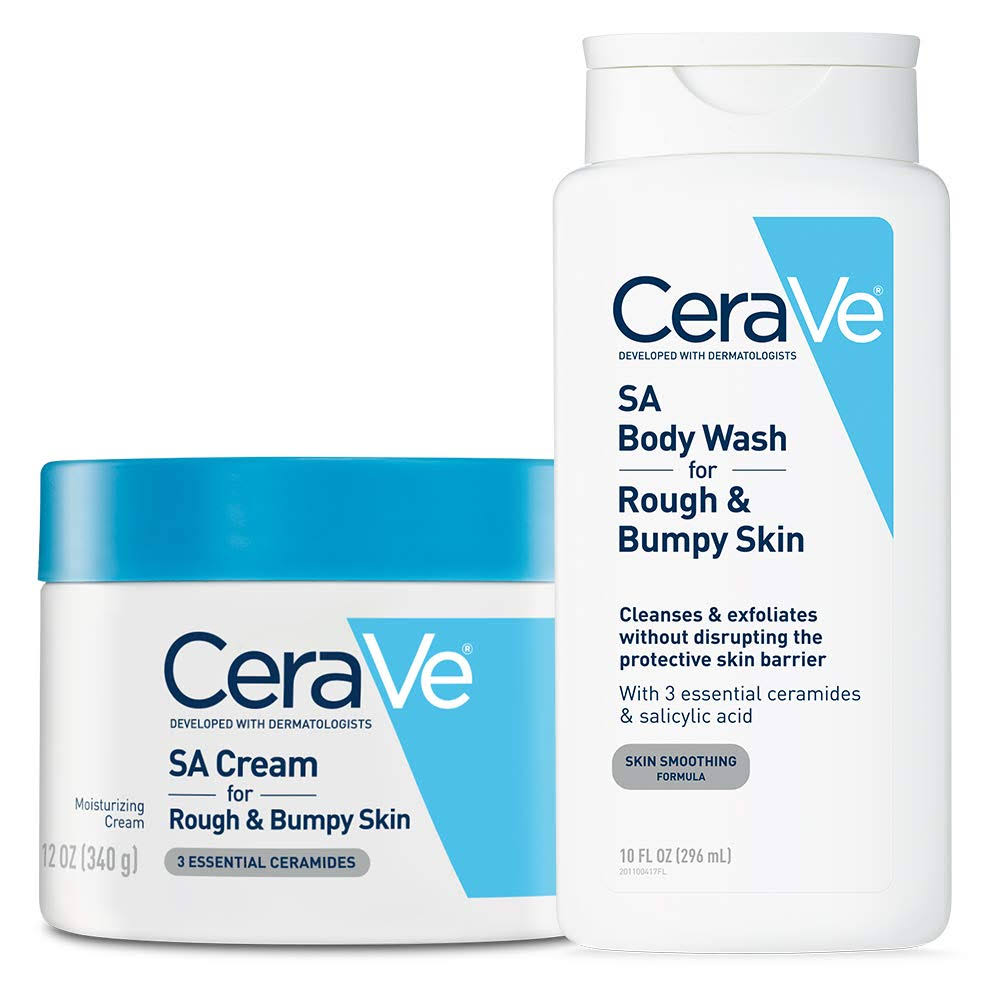 CeraVe Renewing Salicylic Acid Daily Skin Care Set Contains CeraVe Sa Cream and Body Wash for Rough and Bumpy Skin