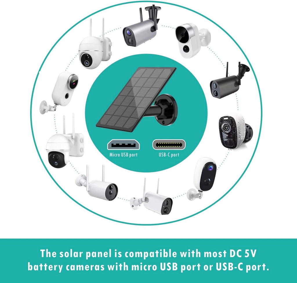 Solar Panel for Wireless Outdoor Security Camera, 5V Rechargeable, Continuous Power (No Camera) T639153