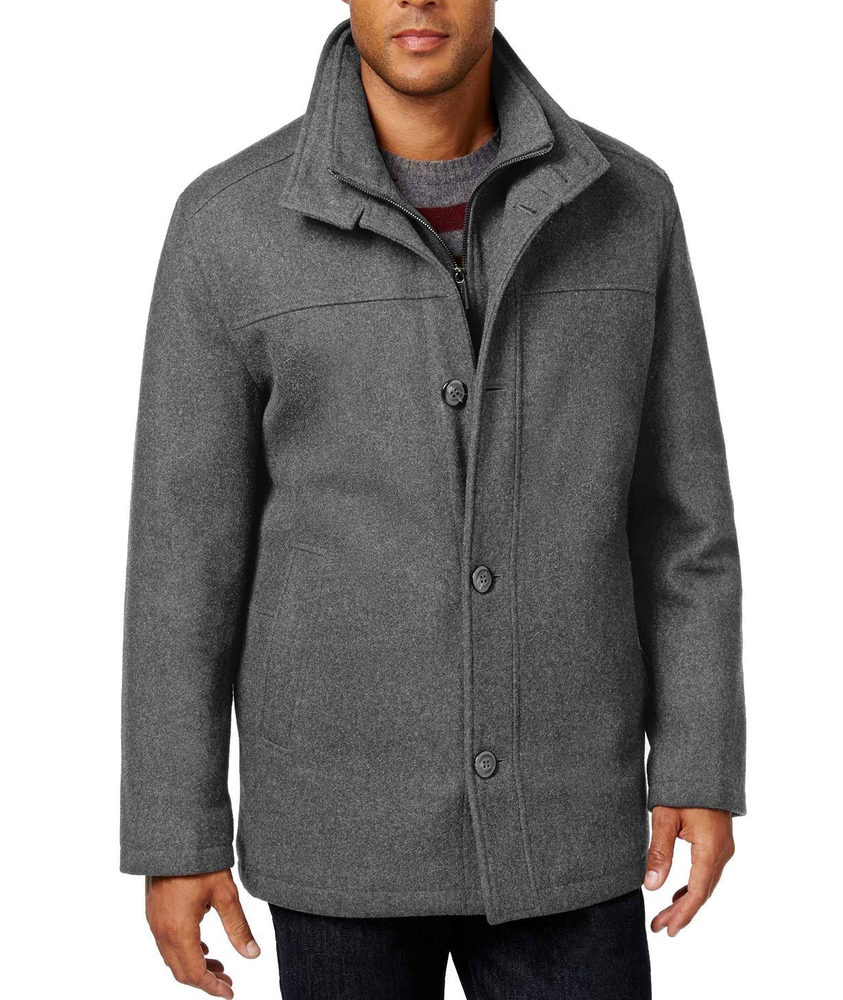 London Fog Men&s Wool Blend Car Coat with Bib