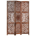 Hand Carved 3-Panel Room Divider Brown 47.2x22x65x22 Solid Mango Wood