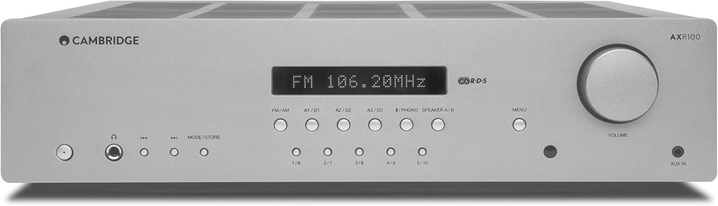 Cambridge Audio AXR100 100-Watt Stereo Receiver with Bluetooth | Built-in Phono Stage, 3.5mm Input, AM/FM with RDS