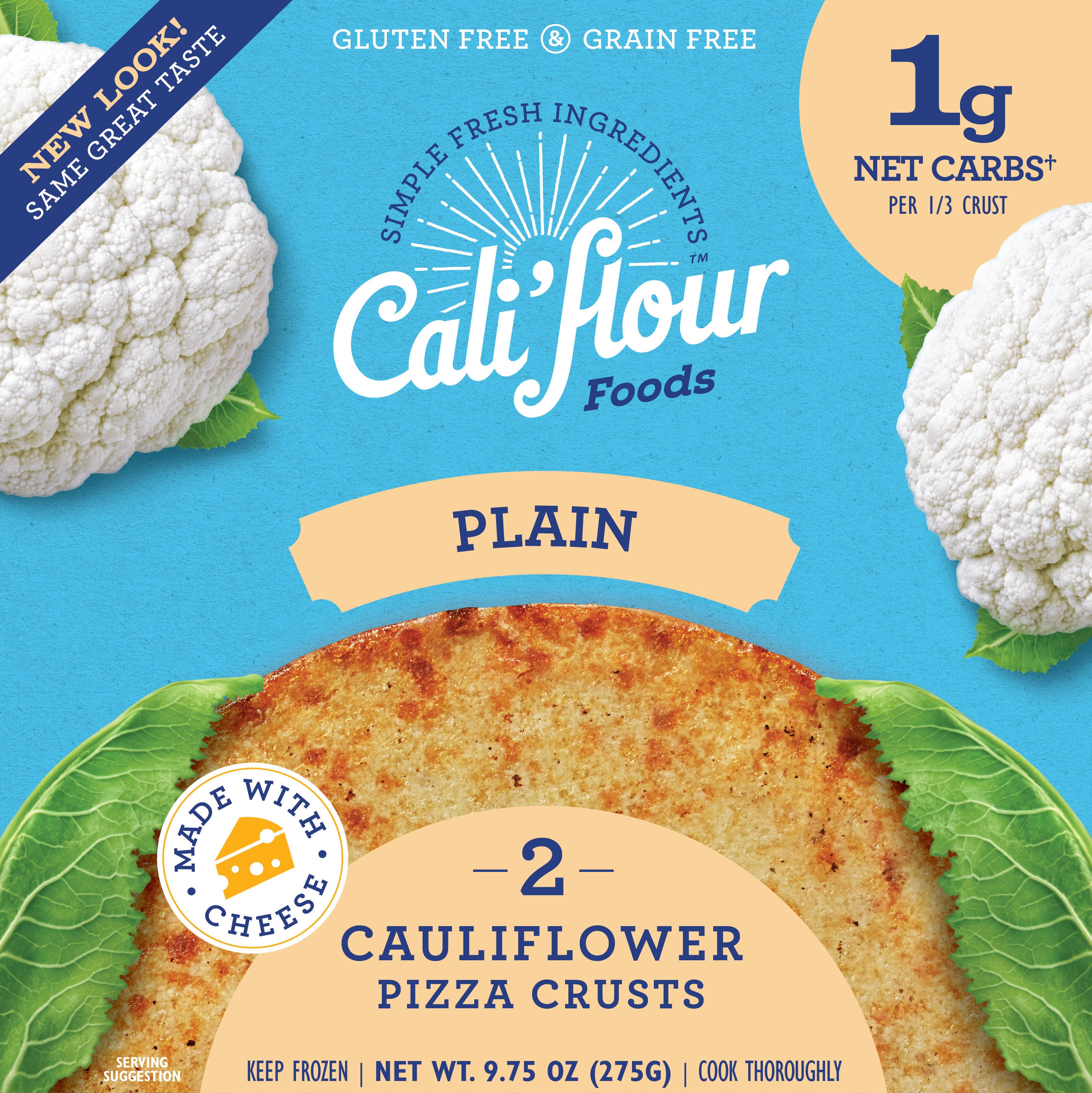 Califlour Foods Pizza Crusts, Cauliflower, Plain - 9.75 oz