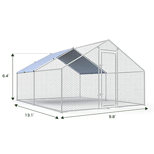 Large Metal Chicken Coop Walk-in Poultry Cage with Waterproof Cover D237341