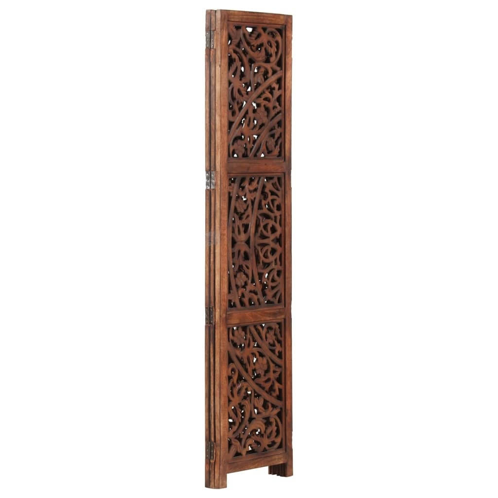 Hand Carved 3-Panel Solid Mango Wood Room Divider Brown S96127