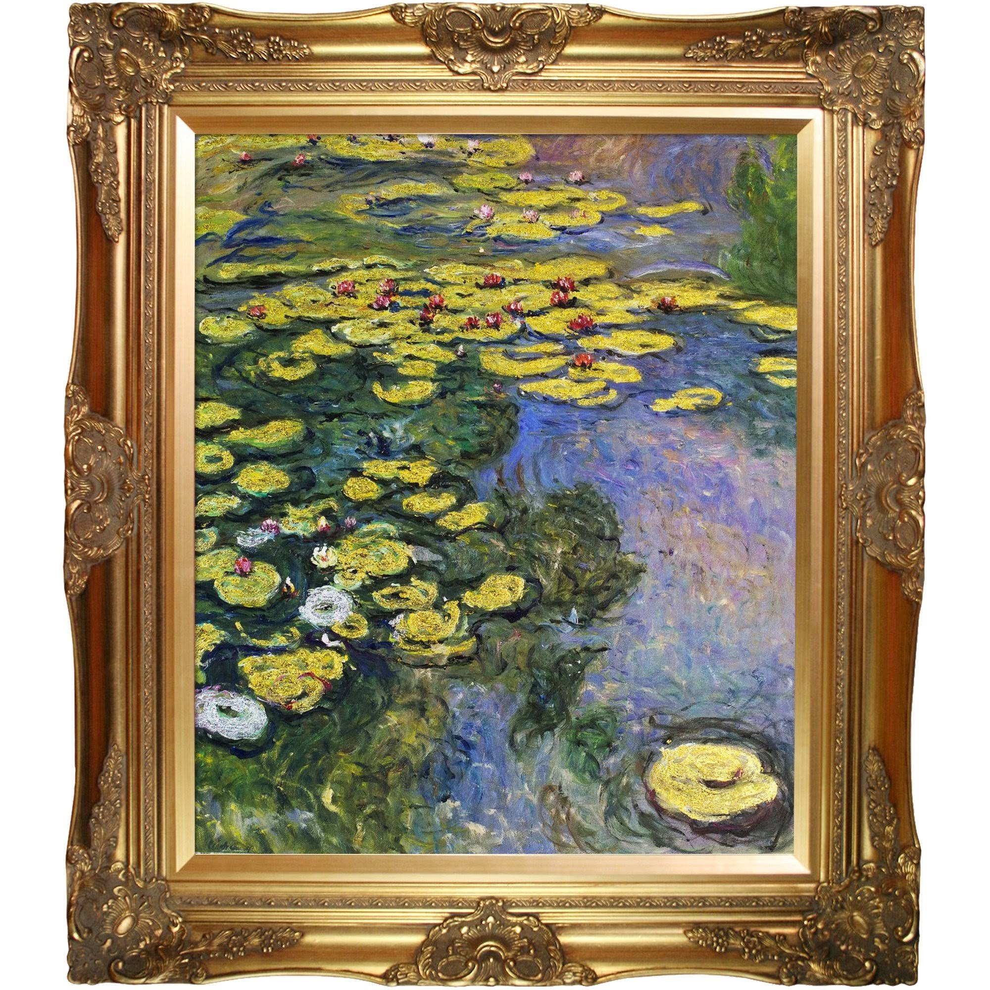 La Pastiche Claude Monet &Water Lilies& (Luxury Line) Hand Painted Framed Oil Reproduction on Canvas