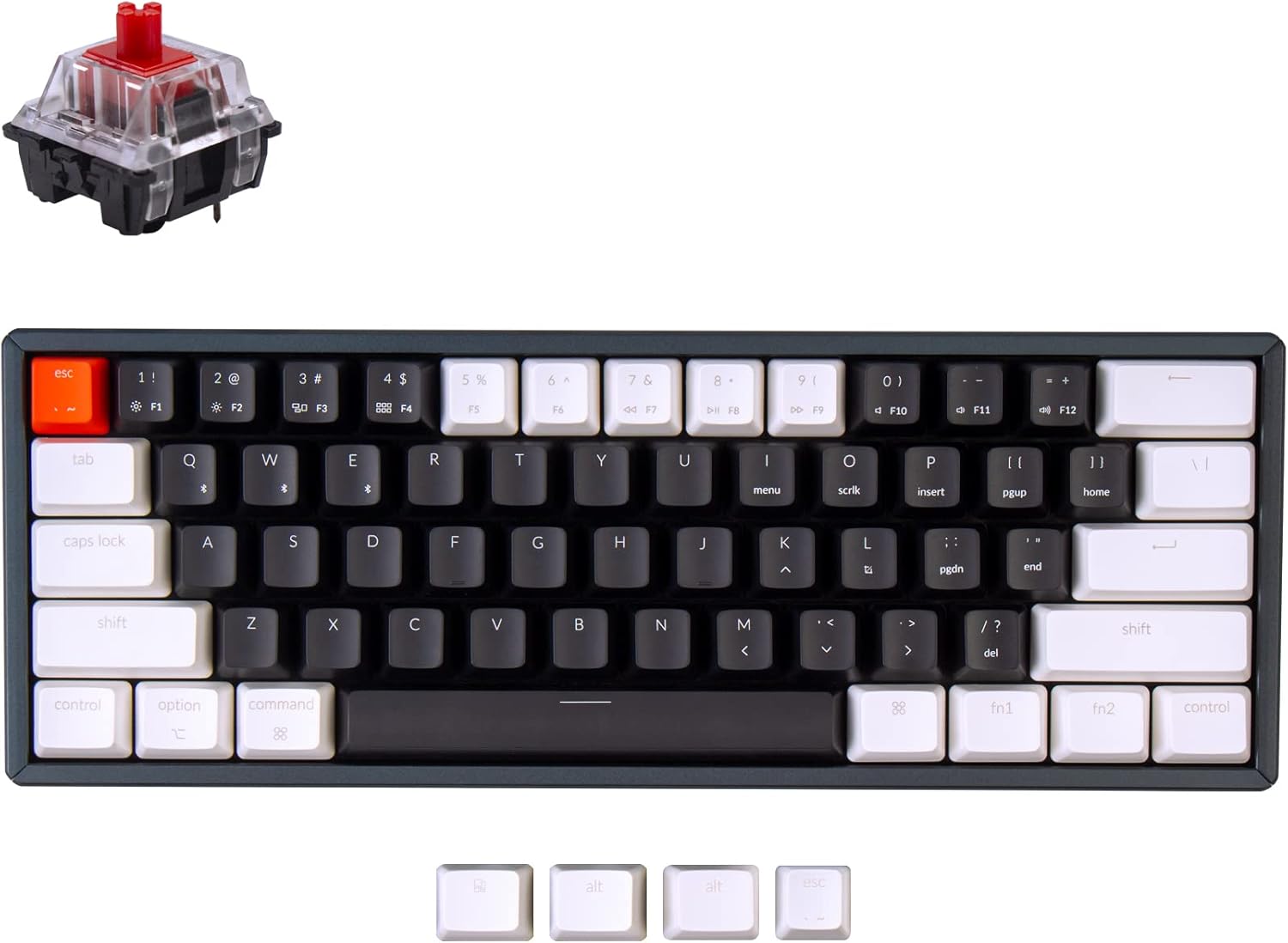 Keychron K12 60% Bluetooth/USB Wired Mechanical Keyboard, Brown Switch, Aluminum Frame L73977