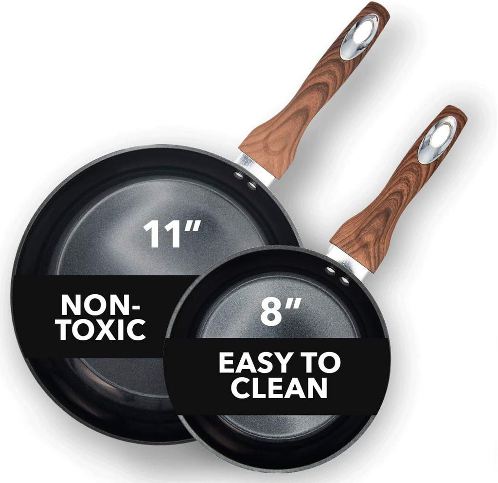 Phantom Chef 8” & 11 Frying Pan Set, Nonstick Ceramic Coating, 2 Piece, Yellow Z700