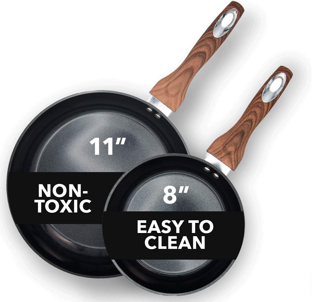 Phantom Chef 8” & 11 Frying Pan Set, Nonstick Ceramic Coating, 2 Piece, Yellow Z700