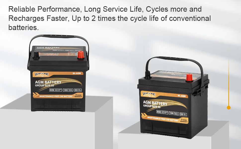 Weize Platinum AGM Battery BCI Group 35, 650CCA Y238491
