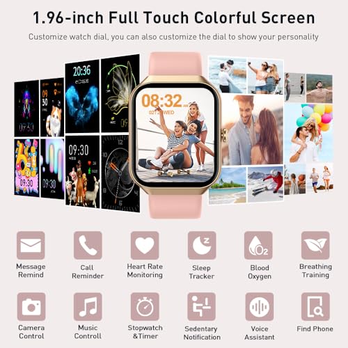 Smart Watch 1.96 HD Fitness Tracker with Heart Rate Monitor for Men Women X2198
