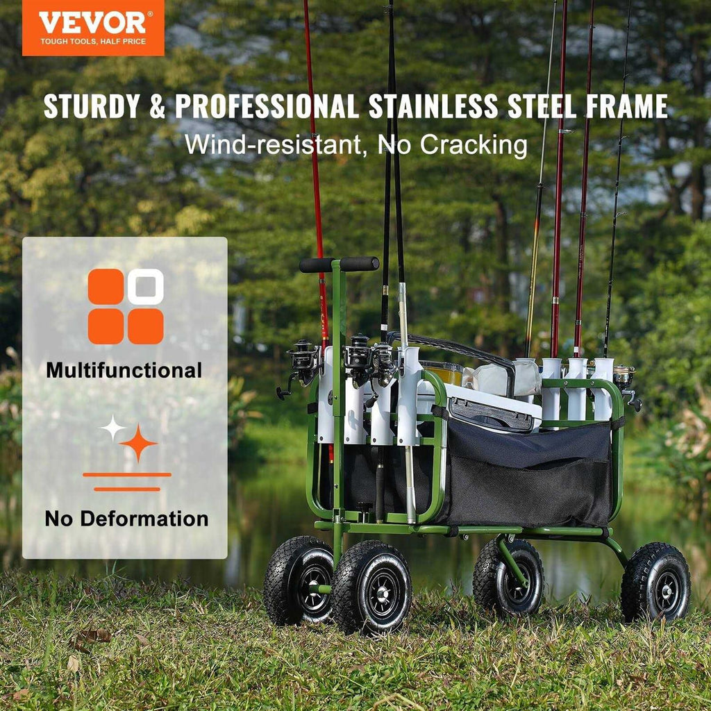 VEVOR Beach Fishing Cart 500 lbs Capacity with 13" PU Balloon Wheels Z78300