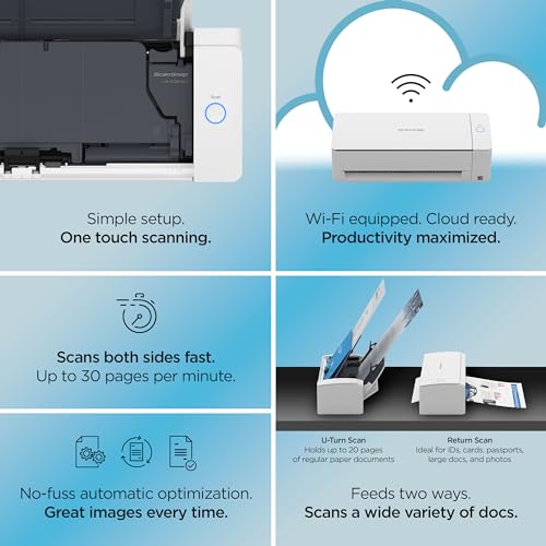 ScanSnap iX1300 Compact Wireless USB Double-Sided Document Scanner, Black T374