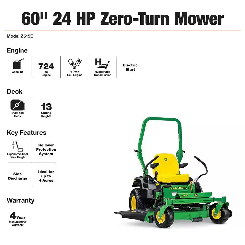 John Deere Z515E 60 in. 24 HP V-Twin Zero-Turn Riding Mower K12128