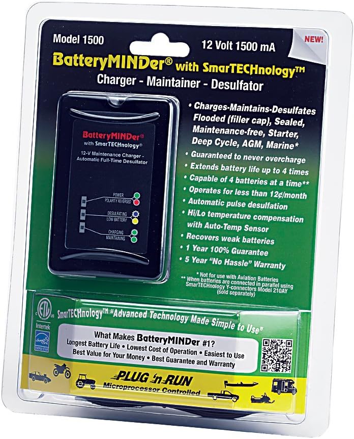 BatteryMINDer 1510 12V 1.5A Battery Charger, Maintainer & Desulfator S3390