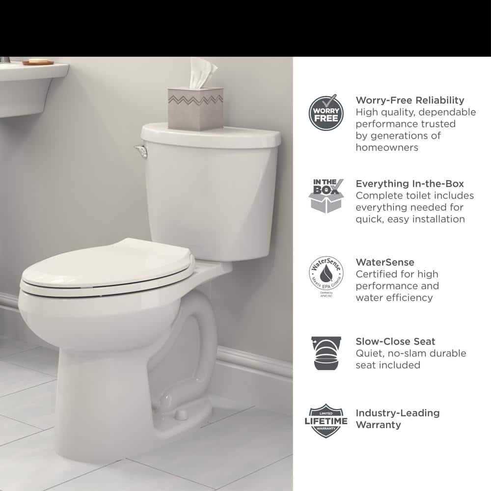 American Standard Reliant 2-piece 1.28 GPF Elongated Toilet in White C971315