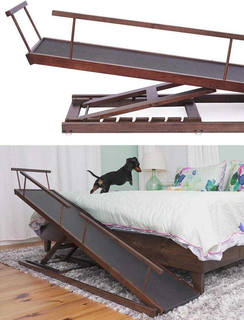 DoggoRamps Bed Ramp for Small Dogs, Adjustable up to 37", Solid Hardwood L3375
