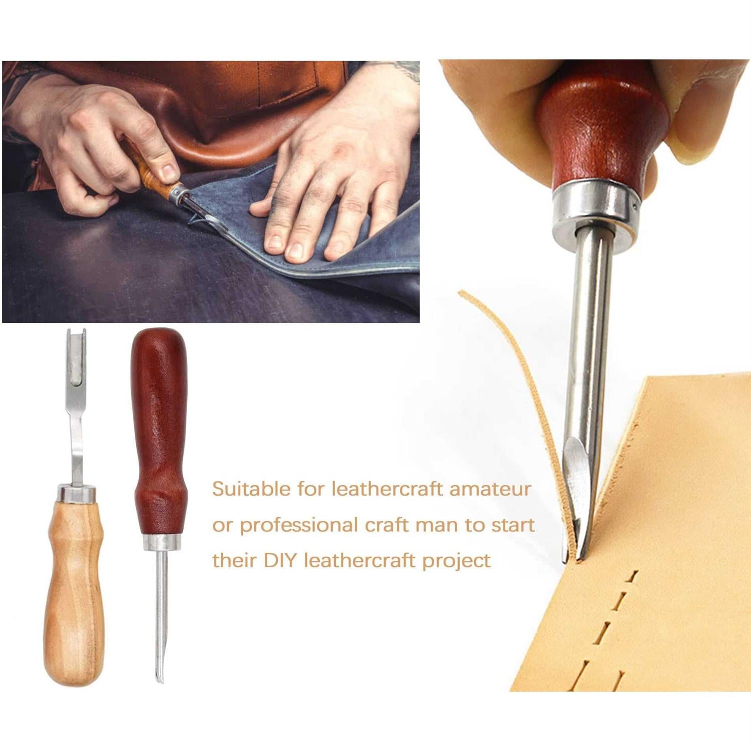Leather Stitching Tools Kit 18Pcs for Leather Craft DIY F25869