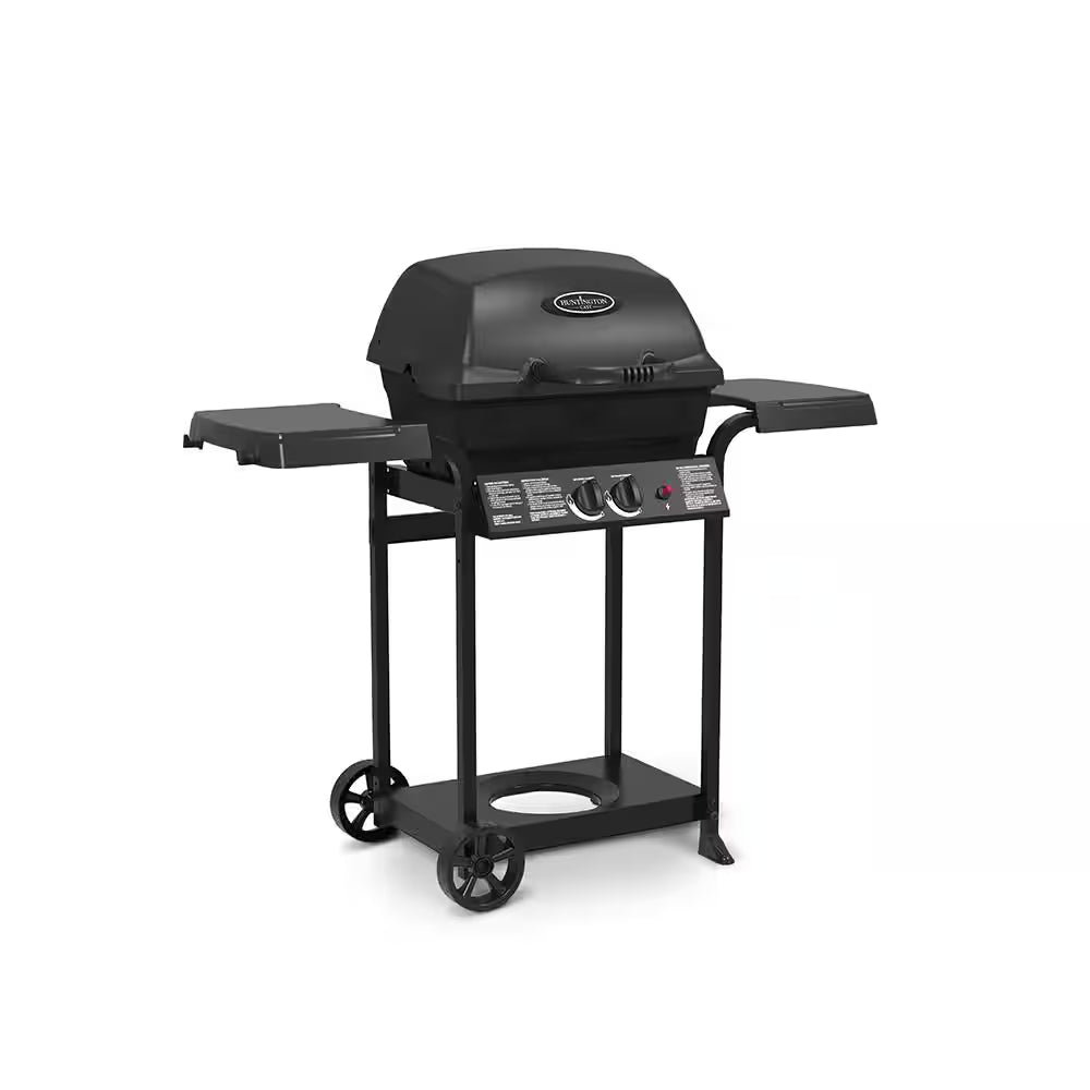 Huntington 2-Burner Cast Aluminum Propane Gas Grill, Black D7438
