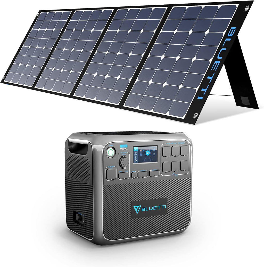 BLUETTI AC200P Portable Power Station 2000W Solar Generator Kit with 3x 200W Foldable Solar Panels M3025