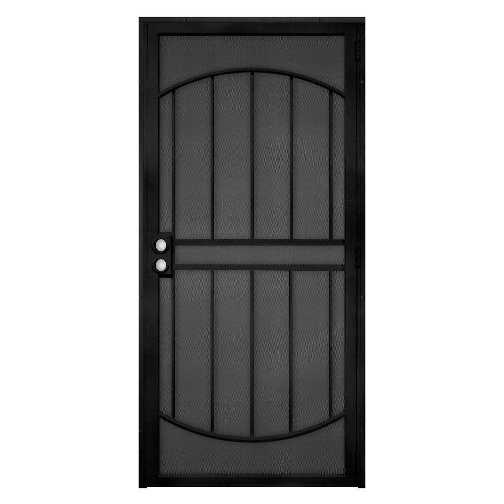 Titan 36 in. x 80 in. ArcadaMax Black Surface Mount Outswing Steel Security Door with Perforated Metal Screen, IDR06400364002