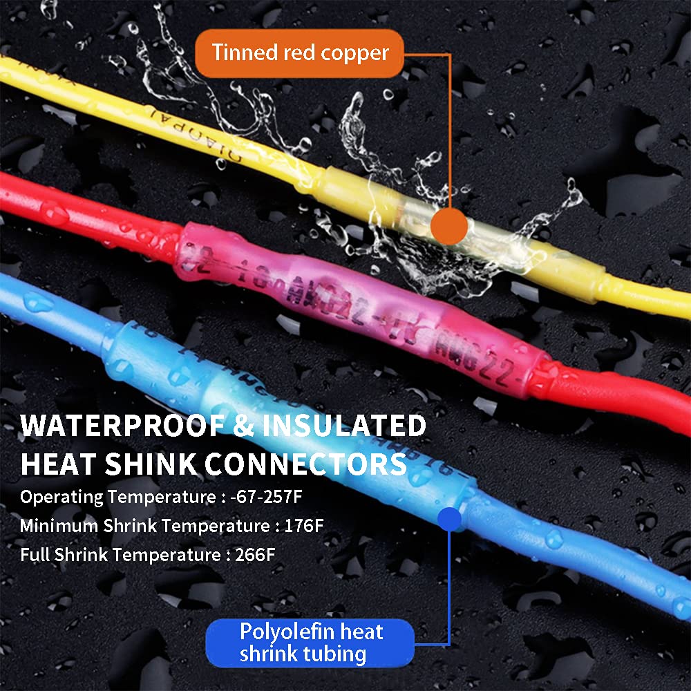 1000 Pcs Blue Heat Shrink Butt Connectors 16-14 AWG Waterproof Wire Splice P98993