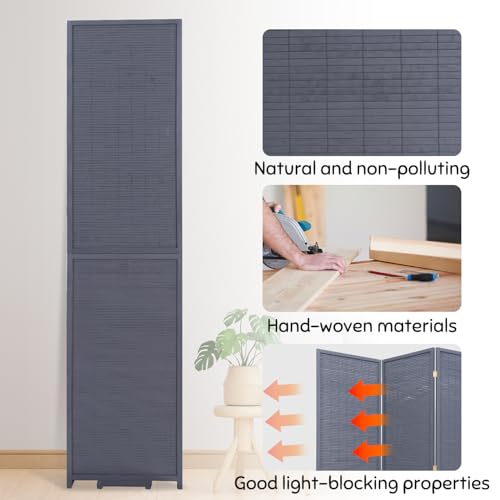 Bamboo Room Divider Folding Privacy Screen 4 Panel Brown R433280