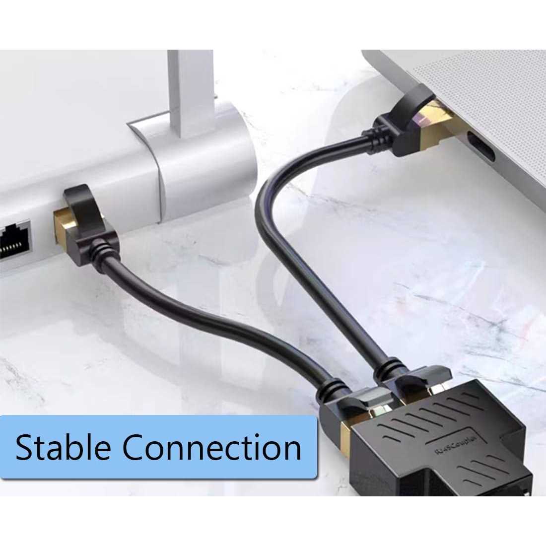 Znoogrn RJ45 Ethernet Splitter 1 Male to 2 Female Network Adapter Q587
