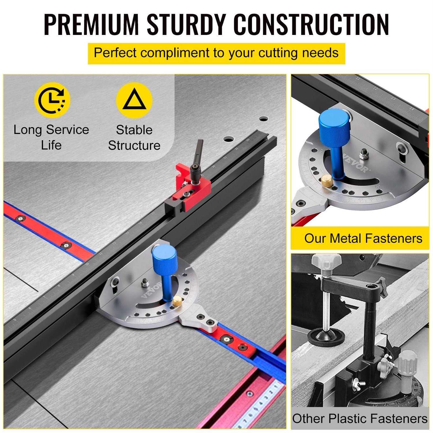 VEVOR Precision Miter Gauge 24 Aluminum Table Saw with 60 Degree Angled Ends S676