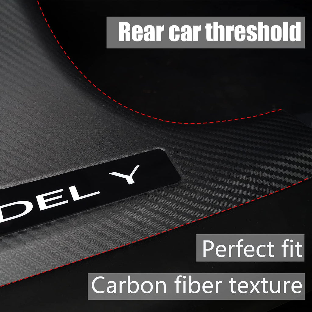 KIKIMO Tesla Model Y Door Sill Protector Matte Carbon Fiber ABS X20776